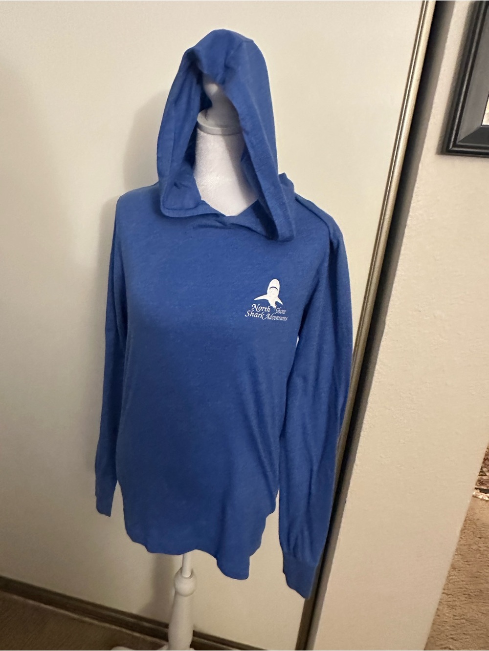 Blue Hooded Women's Sweater with Small Logo